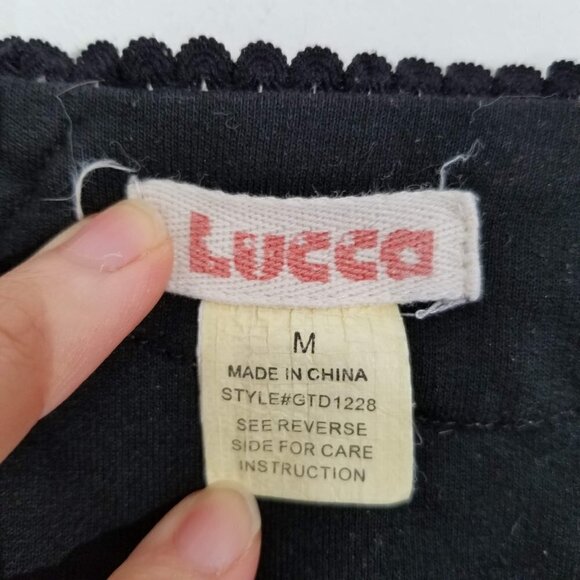 Lucca Short Sleeve Neckline Pattern Black Pullover Shift Dress Size Medium - Picture 5 of 5